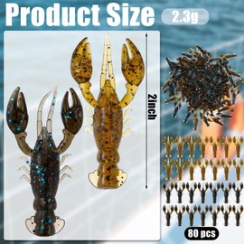 80 Pcs Micro Craw Scented Drop Shot Crawfish Bait,Mixed Color
