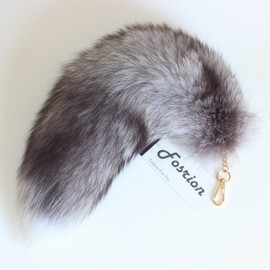 Chunxiao Supper Huge and Fluffy Sunny Fox Tail Fur Cosplay Toy Handbag Accessories Key Chain Ring Hook Tassels (Blue)