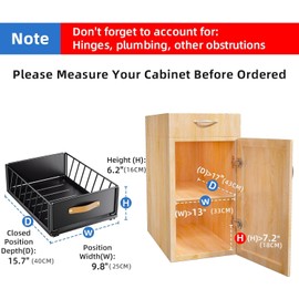 Pull out Cabinet Organizer Fixed with Adhesive Nano Film,Heavy Duty Slide out Pantry Shelves Drawer Storage,Sliding Mesh Cabinet Basket with Handle for Kitchen, Bathroom,Home,15.7"W X 9.8"DX 6.2"H