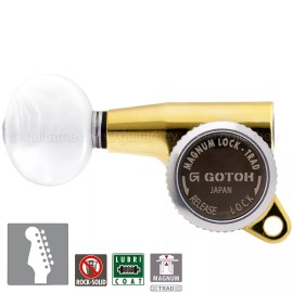 GOTOH NEW Gotoh SG381-05P1 MGT Locking Tuning Keys Set 6 in Line LEFT-HANDED - GOLD
