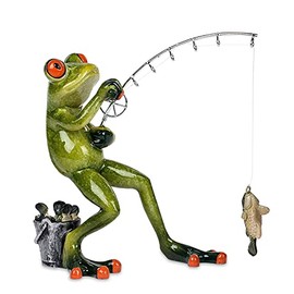 formano Funny frog figurine frog fishing standing fish poly 15 cm