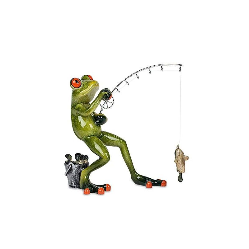 formano Funny frog figurine frog fishing standing fish poly 15
