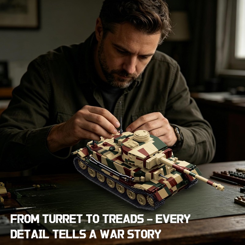 honchoes Tiger P Tank Building Set, WW2 Military Tank Model