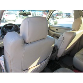 Durafit Seat Covers, C2211 Beige Leatherette Seat Covers for 2003-2007 Chevy Tahoe, Suburban and GMC Yukon Front Captain Chairs with Side Impact Airbags and Drivers Electric Controls.