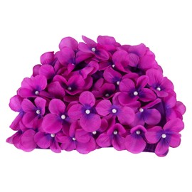 Didiseaon Flower Swim Cap Petal Shower Cap for Women Girls Three-Dimensional Floral Petal Stylish Bathing Hat Retro Handmade Swimming Hat for/Short Hair, Purple