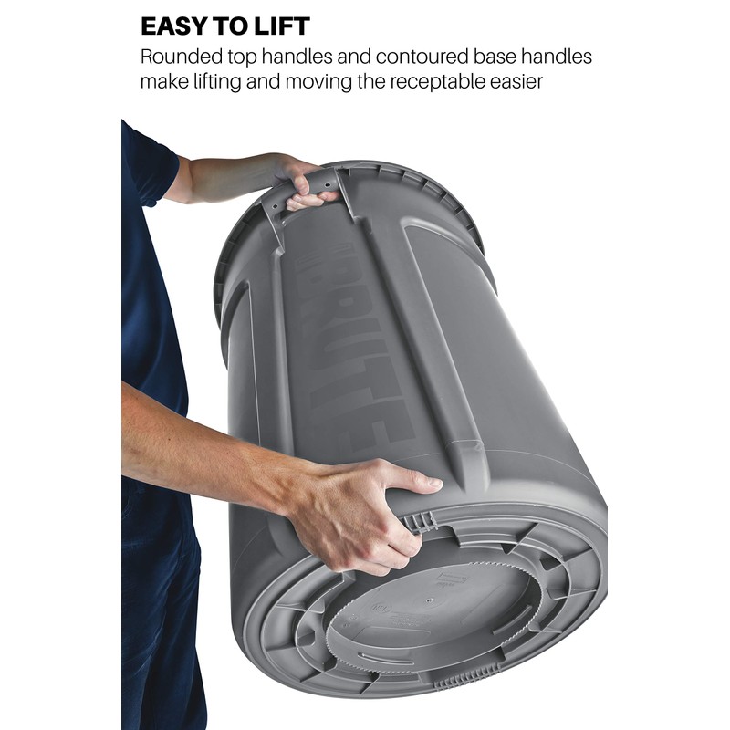 Rubbermaid Commercial Products BRUTE Heavy-Duty Round Trash/Garbage Can, 32-Gallon, Green,