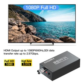 SDI to HDMI Converter, 1080p HD-SDI / 3G-SDI/SD-SDI to HDMI Video Audio Converter, BNC to HDMI Adapter for SDI Camera Monitor Projector