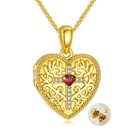 Cross Heart Photo Locket Necklace 925 Sterling Silver That Holds Two Pictures Birthstone Lockets Necklaces Keep Someone Near to You Gifts for Women Men