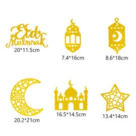 Ramadan Decorations, Eid Mubarak Decorations 12PCS Gold Glitter Star Moon Lantern Streamer Eid Garlands Ramadan Hangings for Home Reusable Kareem Islamic Muslim Ceiling Hanging Decorations A9JSYLJDS