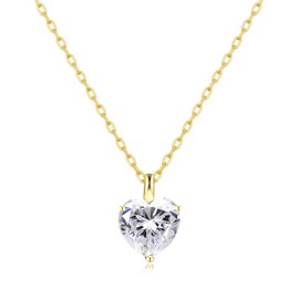Philip Jones Gold Plated Heart Solitaire Necklace Created with Zircondia® Crystals