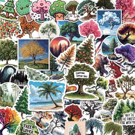 100 Pack Tree Stickers, Graphic Decal for Laptop, Phone, Car, Water Bottle - Stickers for Tree Lovers