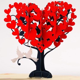 CUTE POPUP Happy Anniversary Pop Up Cards with Unique Heart Tree Love Birds, Wedding Car...