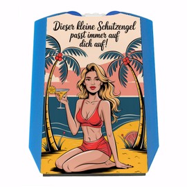 Woman in Red Bikini - Guardian Angel Parking Disc Pop Art Beach Feeling Blonde Woman in Red Bikini with Cocktail Glass Palm Trees and Sand - Guardian Angel Parking Disc