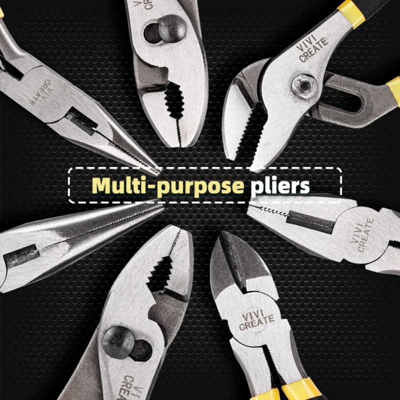 Vivicreate 7-Piece Pliers Set Heavy Duty Multipurpose Tools for Home