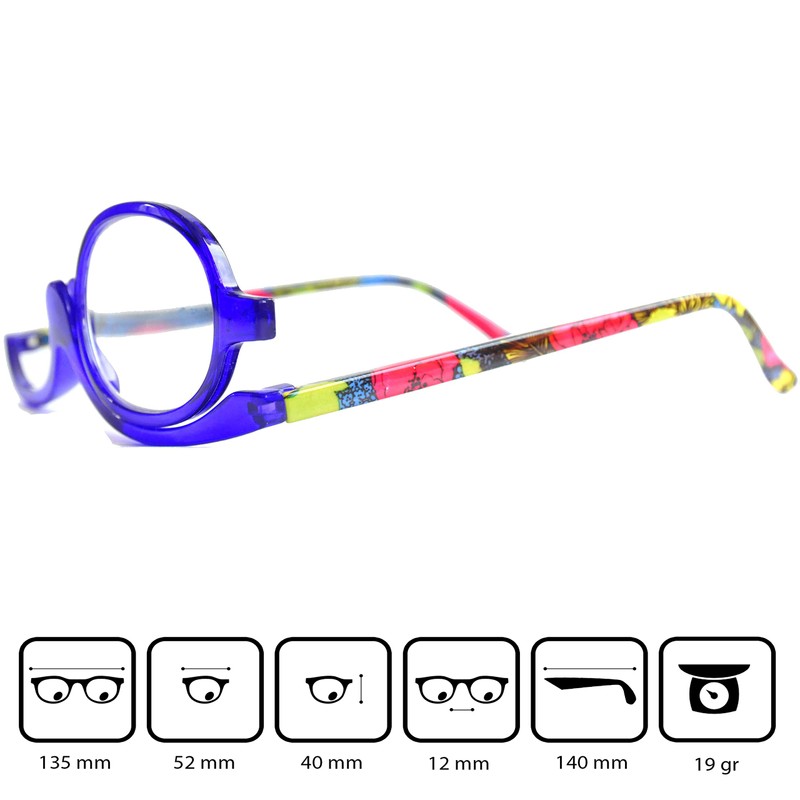 Make-Up Glasses with Flip-Up Lens, Fashionable Make-Up Aid with Glasses