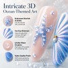 10Pcs Long Almond Press on Nails, Mermaidcore Ocean Theme False