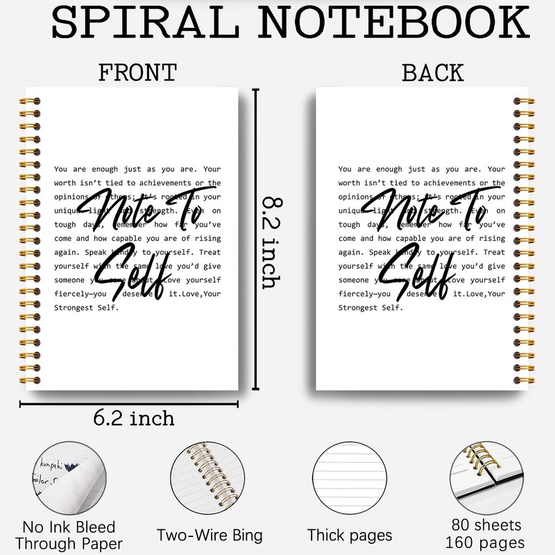 Guymn Note to Self Mental Health Notebook, Positive Quote Journal,