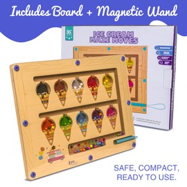 Larastuffs Montessori Magnetic Color and Number Maze Puzzle Board – Educational Wooden Toy for Toddlers, Fine Motor Skills & Counting Game Ages 2–5