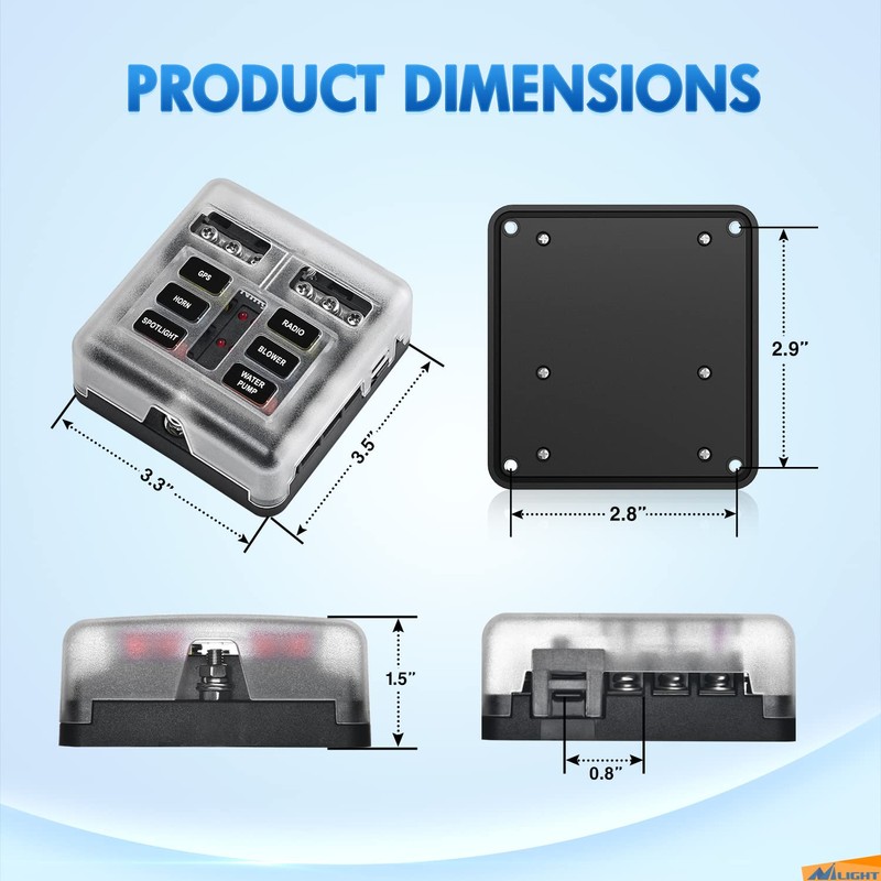 Nilight - 50055F 6 Way Blade Screw Fuse Block 6