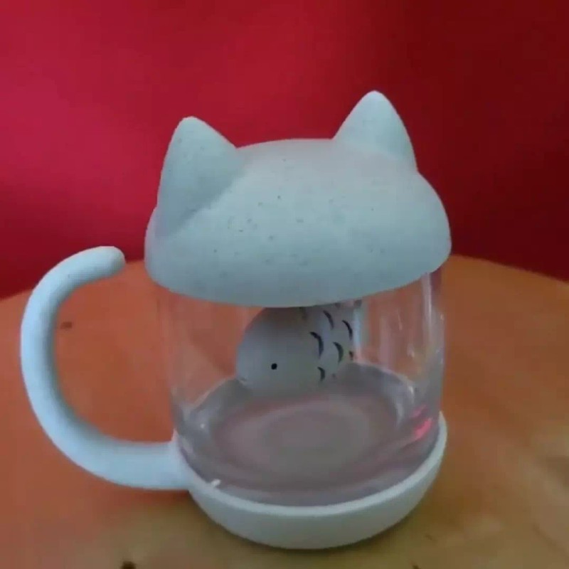 Anya Clear Glass Cat Tea Mug 8 Oz Speckled Base