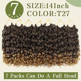 7 Packs Curly Crochet Hair for Black Women 14 Inch GOGO Curl Crochet Hair Deep Ocean Wave Crochet Hair Synthetic Bohemian Crochet Braids(14 inch, T27)