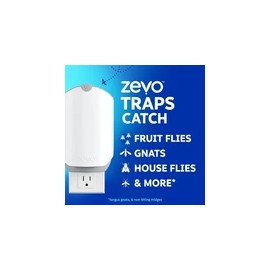 Zevo Flying Insect Trap for Indoor Use, 2 Plug-in Bases with 2 Refillable Cartridges, Safe Chemical-Free Bug Catcher Featuring Blue UV Light Technology to Attract and Trap Mosquitoes, Flies, Moths, and Gnats