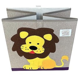 MISHMASH Foldable Toy Basket – Collapsible Storage Box for Children/Toddler/Baby - 33 x 33 x 33cm Cube Children’s Storage Unit – Cute Animal Designs – Sturdy, Portable and Compact (Lion)