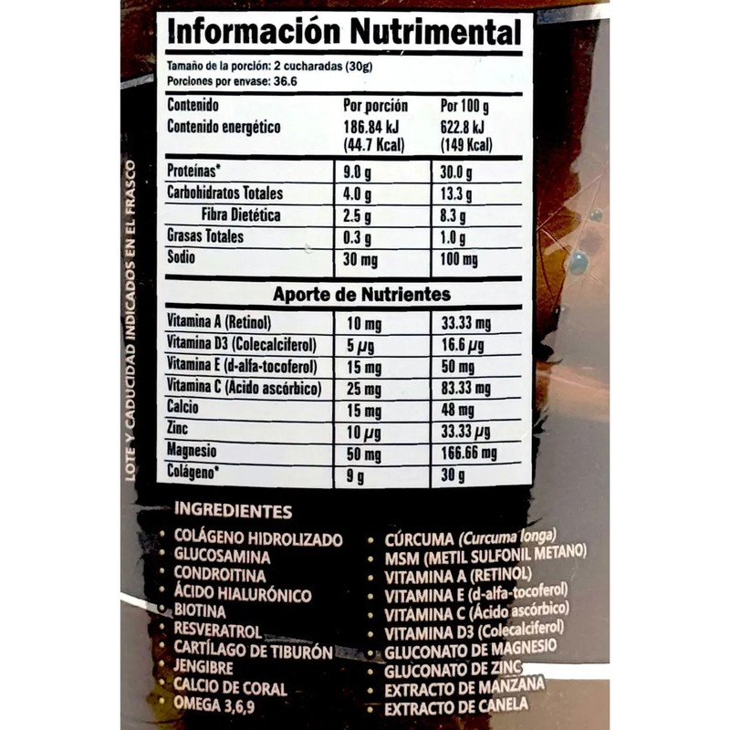 Colágeno Hidrolizado Glucosamina Biotina Manzana Canela 1.1k