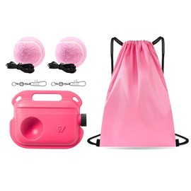Tennis Trainer Rebounder Set (Pink) 2 Rebound Tennis Balls with a Waterproof Double-Shoulder Storage Bag, Portable Tennis Training Gear for Adults & Kids, Ideal Tennis Accessories & Gifts