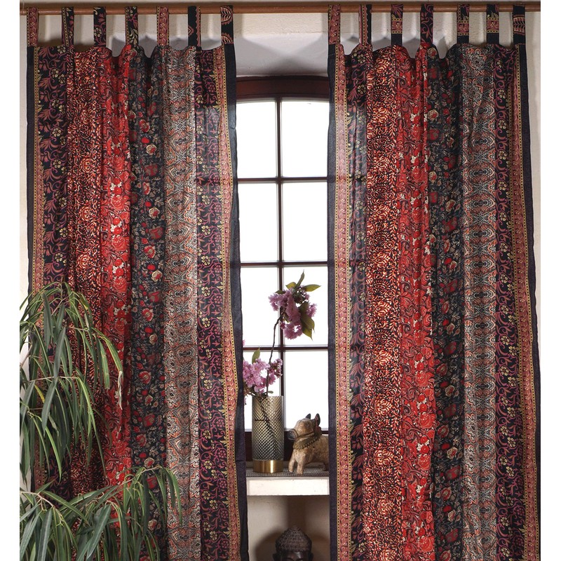 GURU SHOP Boho Patchwork Curtains, 1 Pair Bohemia Curtain Made