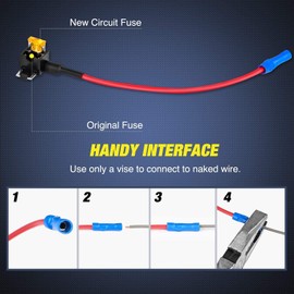10 Pack 12V 50038R Car Add-a-circuit Fuse TAP Adapter with 5 Amp Low Profile Mini Blade Fuse Set for Cars Boats Trucks,Blue, Orange,Red, Black