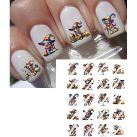 Girl Gnome Hippy Camping Nail Art Decals- Waterslide Nail Decals (Adult 0.4" inches)