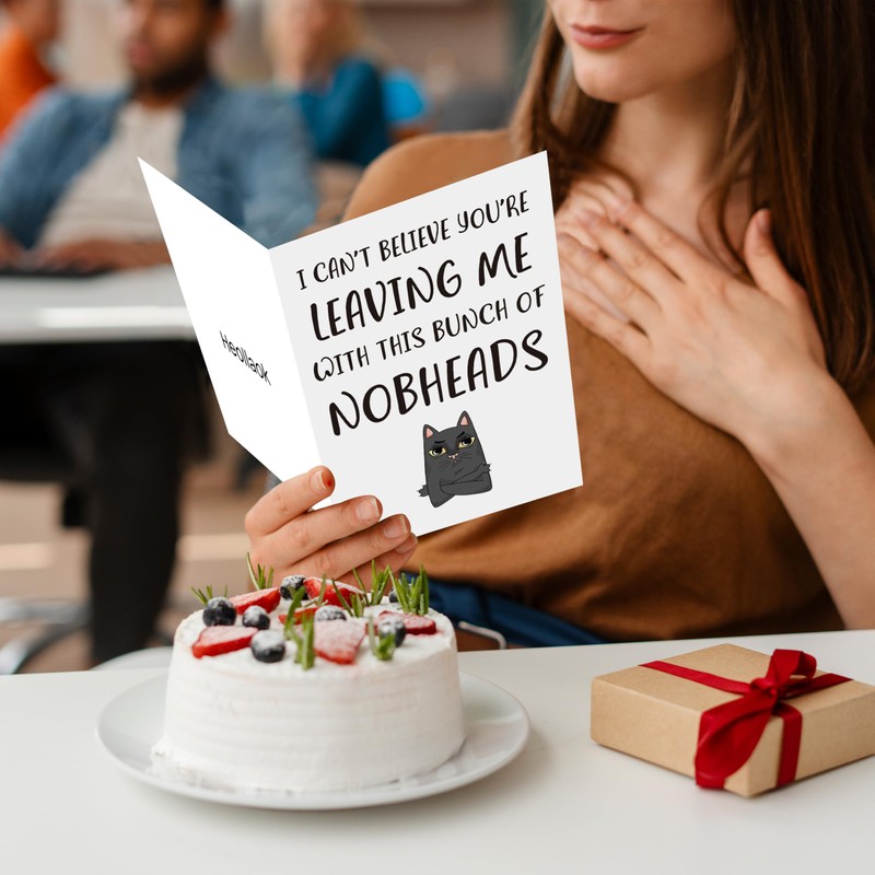 Heollaok Funny Coworker Leaving Gifts for Women Men, Goodbye Card,