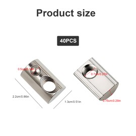 SHENGYIG Pack of 40 M8 T-Slot Nuts with Spring Ball, Carbon Steel Sliding Nuts for Aluminium Profiles, Ideal for Aluminium Profile Frames and Construction Projects