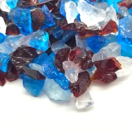 Red, White & Blue Multi Purpose Premium Decor & Fire Glass Rock 2-Pound 1/4"-1/2" inch - for Use in Fire Features, Aquariums, Apothecary, Jars, Vase, Potted Plants, Fire Bowls, Etc. (Patriot Blend)