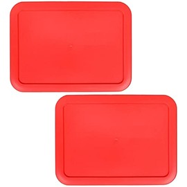 Klare Ware 6 Cup Replacement Lids/Covers for Pyrex 7211 & Klare Ware Rectangular Storage Bowls (Glass Containers Not Included) Microwave, Freezer & Top Rack Dishwasher Safe (2 Pack, Red)