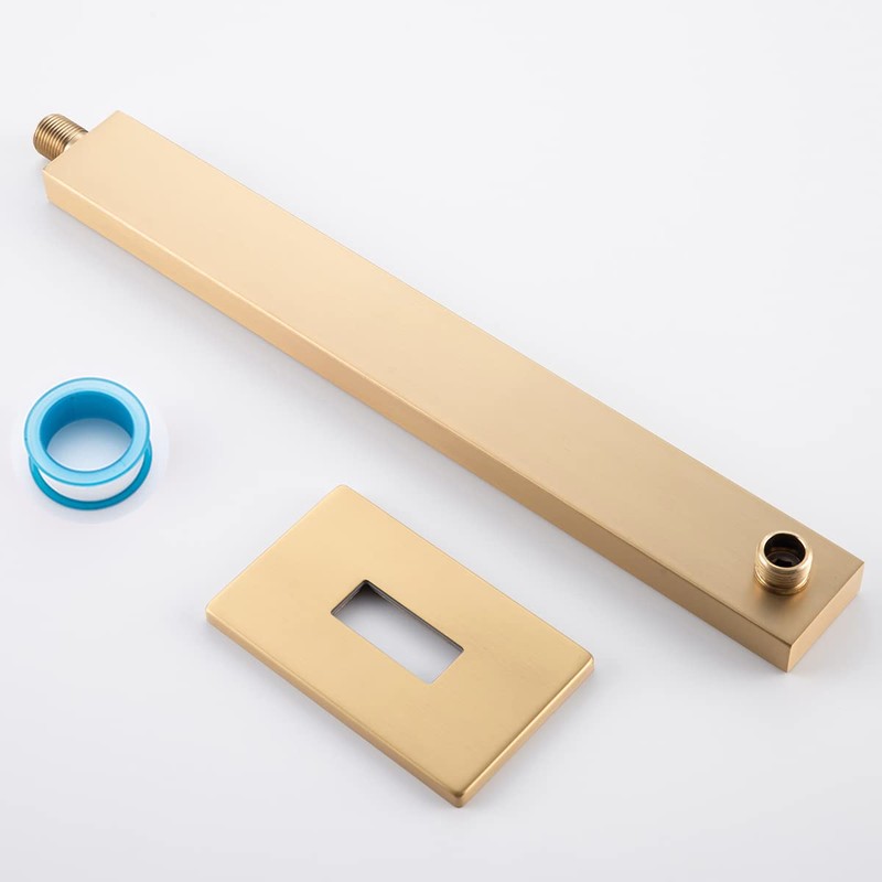 RANDOM 16 Inch Brushed Gold Shower Arm with Flange and