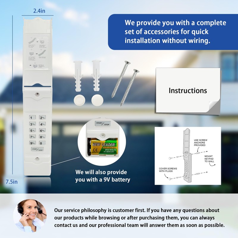 XDTKML Garage Door Opener Keypad Replacement for Linear MegacodeMDTK Keypad