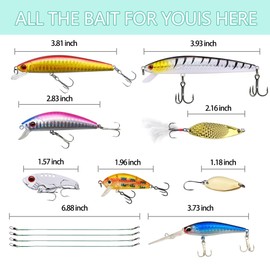 Fishing Lures Tackle Box Bass Fishing Kit,Saltwater and Freshwater Lures Fishing Gear Including Fishing Accessories and Fishing Equipment for Bass,Trout, Salmon (Style B)