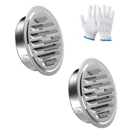 Stainless Steel Soffit Vents 6 Inch, HG Power Round Vent Cover with Screen Mesh, Louver Air Vent Hood for Wall, Ceiling Mount, Bathroom, Garage, Attic Ventilation, 2-Pack, Silver