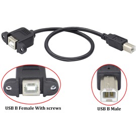 HCFeng USB 2.0 B Printer Cable USB 2.0 B Cable Female to Male Printer Cable USB 2.0 Type-B Male to Female Printing and Data Extension Adapter for Printer Scanner HDD[2psc-30cm/1ft-180°]
