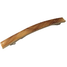 Parcelona French Long and Thin Beige Brown Large 4" Celluloid No-slip Grip Automatic Clasp Hair Clip Barrette for Women and Girls, Made in France