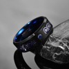 VAKKI 8mm Black Tungsten Ring for Men Blue CZ Wedding