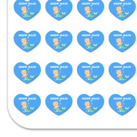 Meowmaid Cat Mermaid Funny Humor Heart Shaped Planner Calendar Scrapbook Craft Stickers