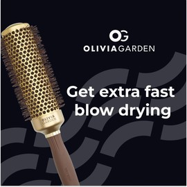 Olivia Garden Expert Blowout Speed – Gold & Brown - 45 - Ceramic Coated Round Brush with Extra Long Barrel for 25% Faster Blowouts