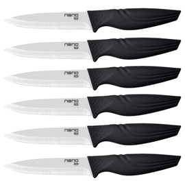Steak Knives set of 6, Nano ID Ceramic Stake Knife Sharp Ceramic Knife Perfect Festival Present (black)