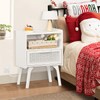 Lerliuo Rattan Nightstand with Charging Station, Side Table with Drawer