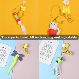 Pack of 4 Cat Feather Plush Toys Interactive Cat Toy for Indoor Door Hanging Retractable Cat Toys Hanging Cat Toy for Cats to Play Yourself for Indoor Cat Hunting Practice