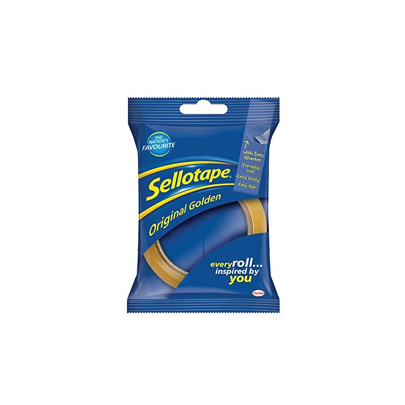 Sellotape Original Golden Tape Roll Non-static Easy-Tear 24mmx50m (Pack of