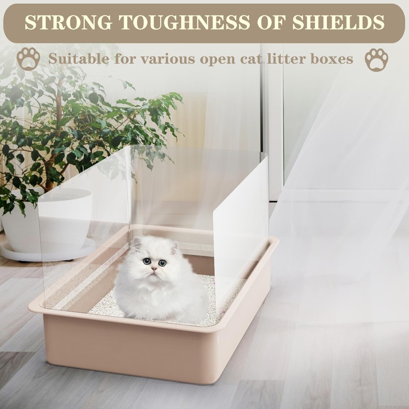 QNBCAA 3Pcs Cat Litter Box Pee Shields - Open Top